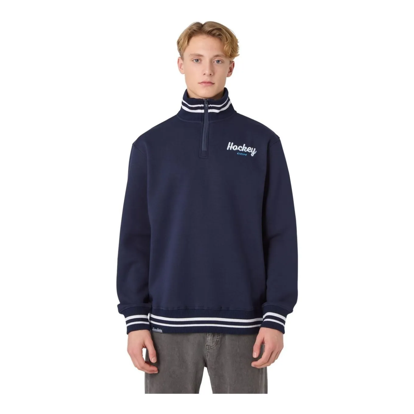 CCM Tröja Stripe Quarter Zip Sr Navy