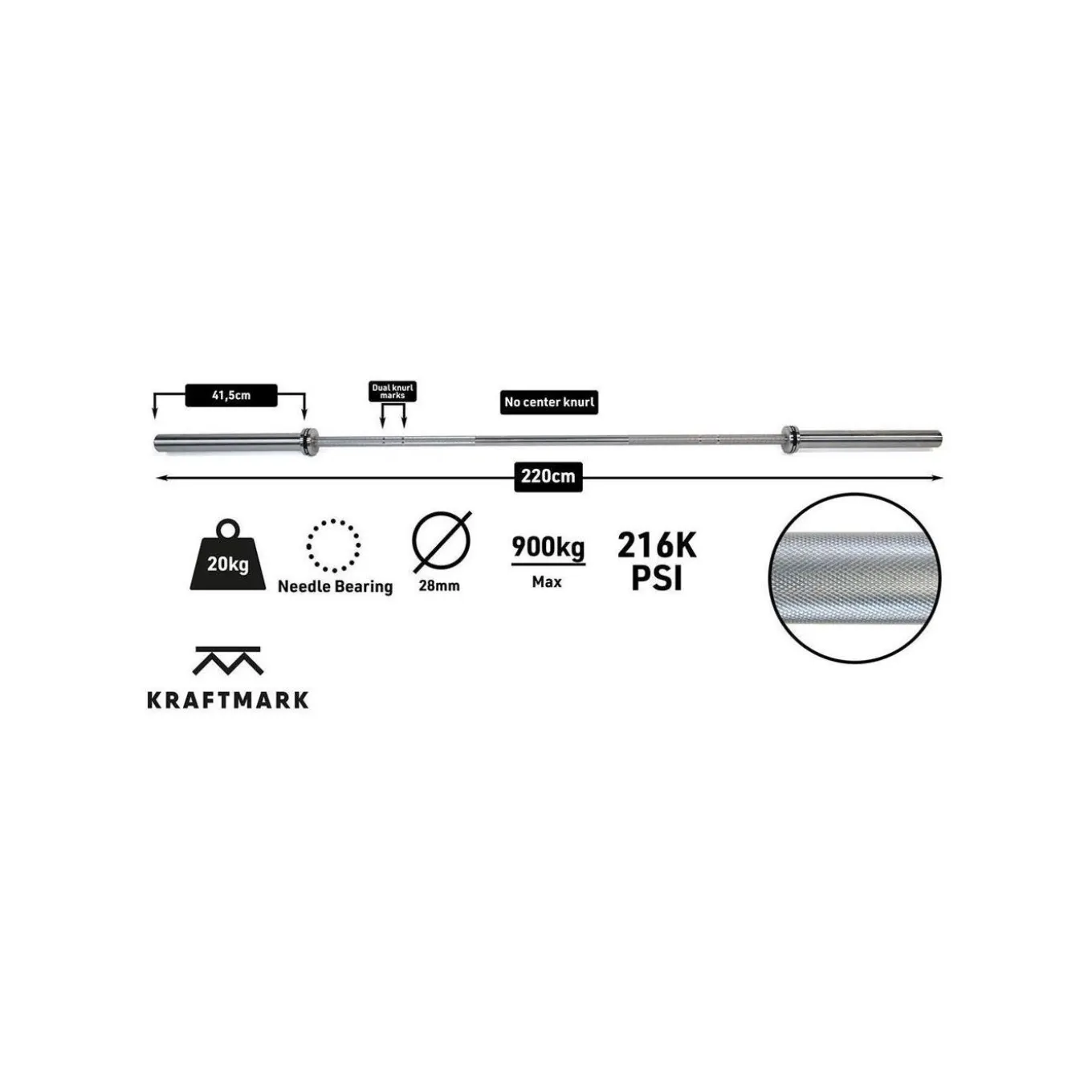 Kraftmark Internationell Skivstång 50Mm Cf 20Kg 3.0